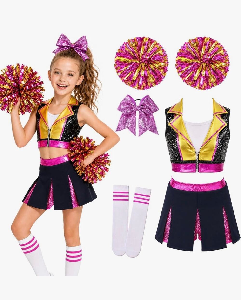 G.C. Girls Silver Sequin Cheerleader Costume Set - 6-7 Years